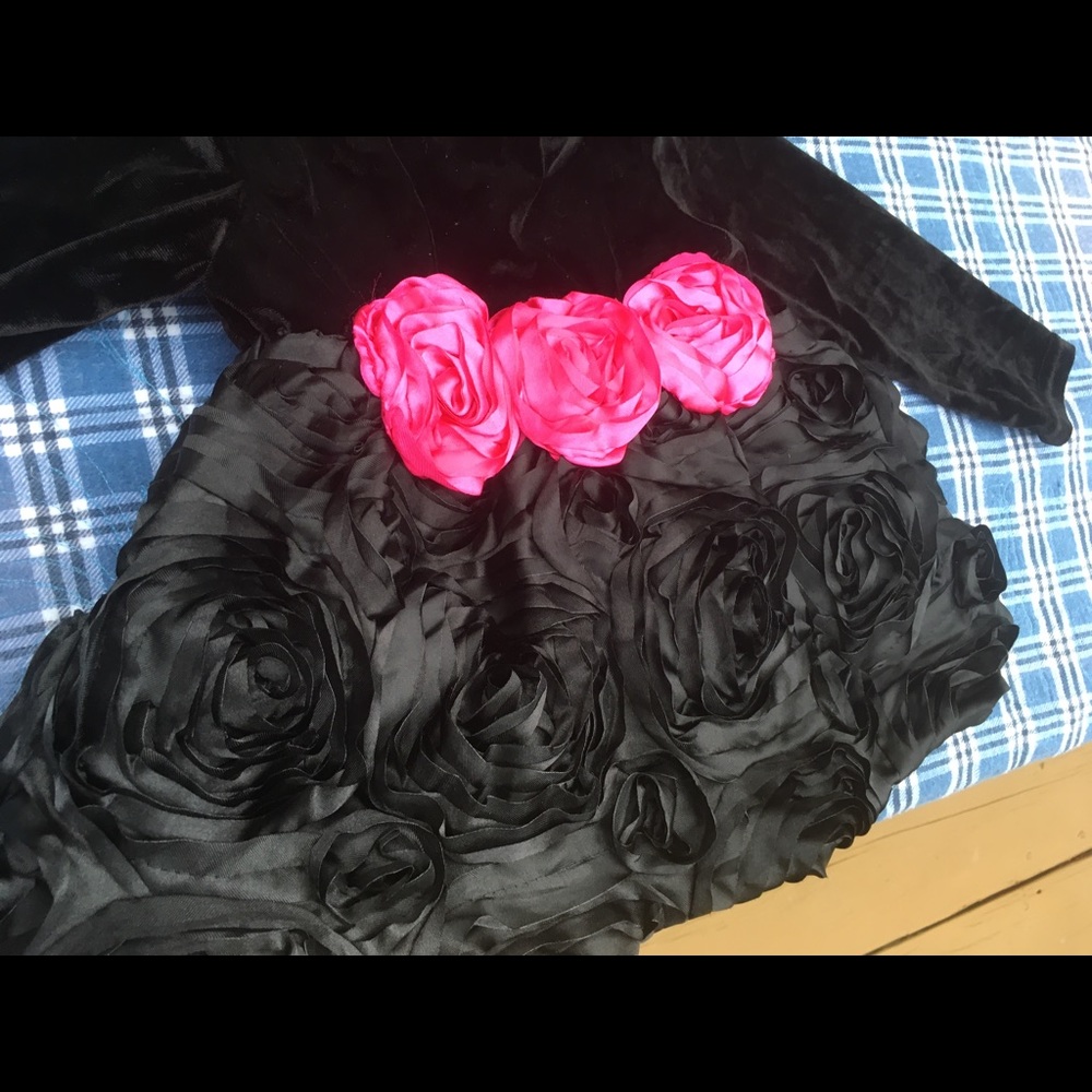 CachCach 24 mo dress/ black velour upper with pink/black roses lower - Picture 5 of 5